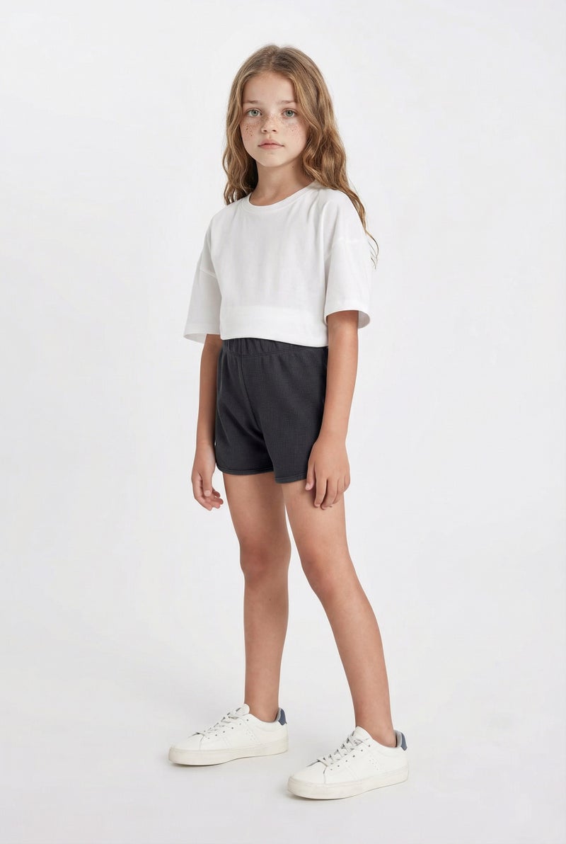 DeFacto Grey Girl Girl Waffle Shorts Casual - Image 2